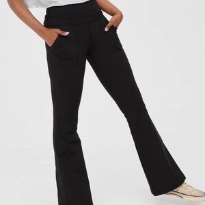Aerie fold over black flare pants